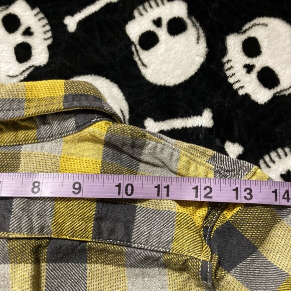 GAPKIDS Boy's grey yellow plaid flannel button-down shirt ~ Youth kids - Picture 9 of 11